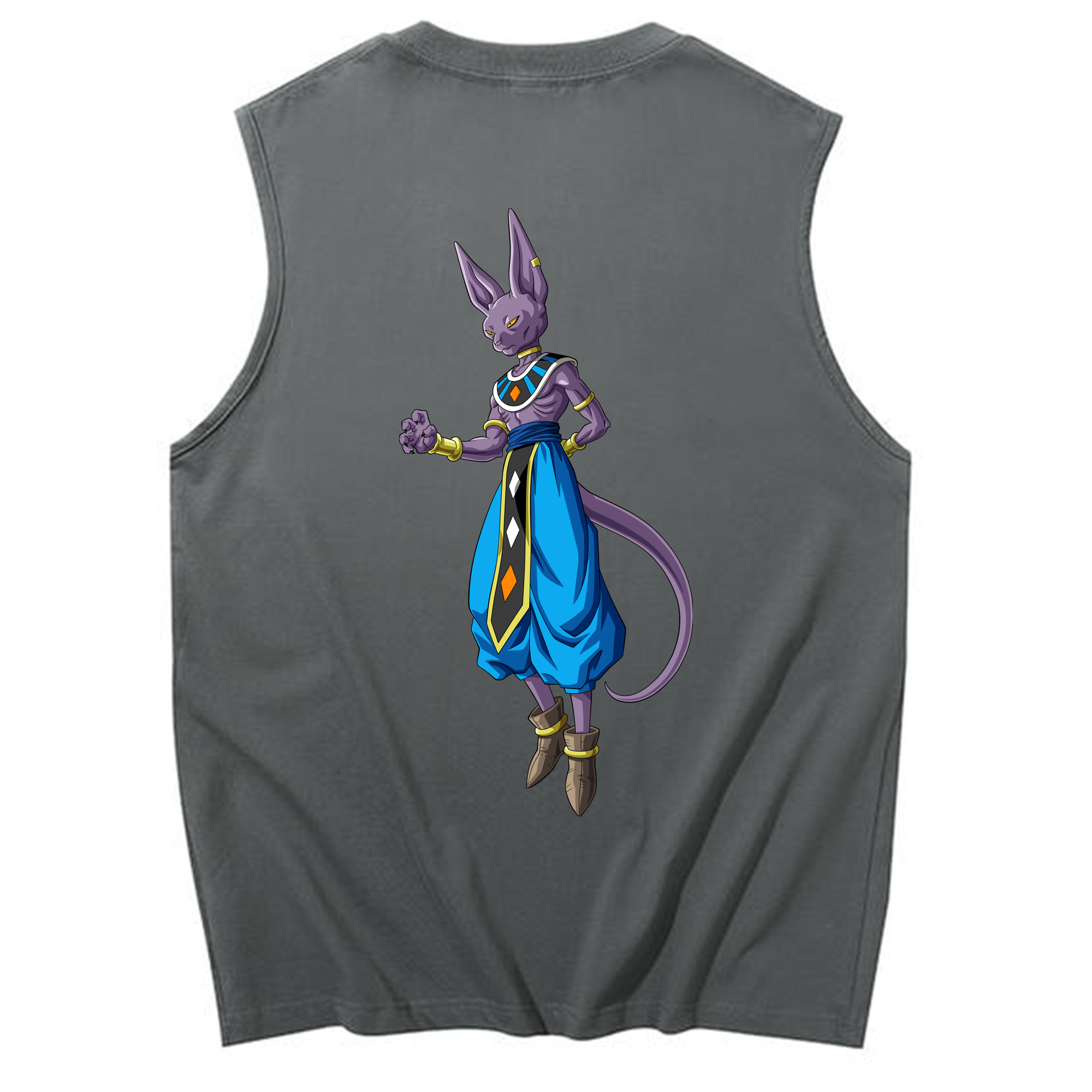 （画像用） ドラゴンボール ビルス 破壊神ビルス DRAGON BALL Beerus Birusu コットン100％タンクトップ（背面プリント）